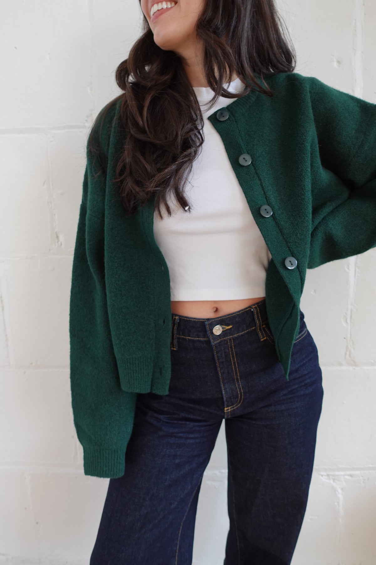 payton cardigan forest green