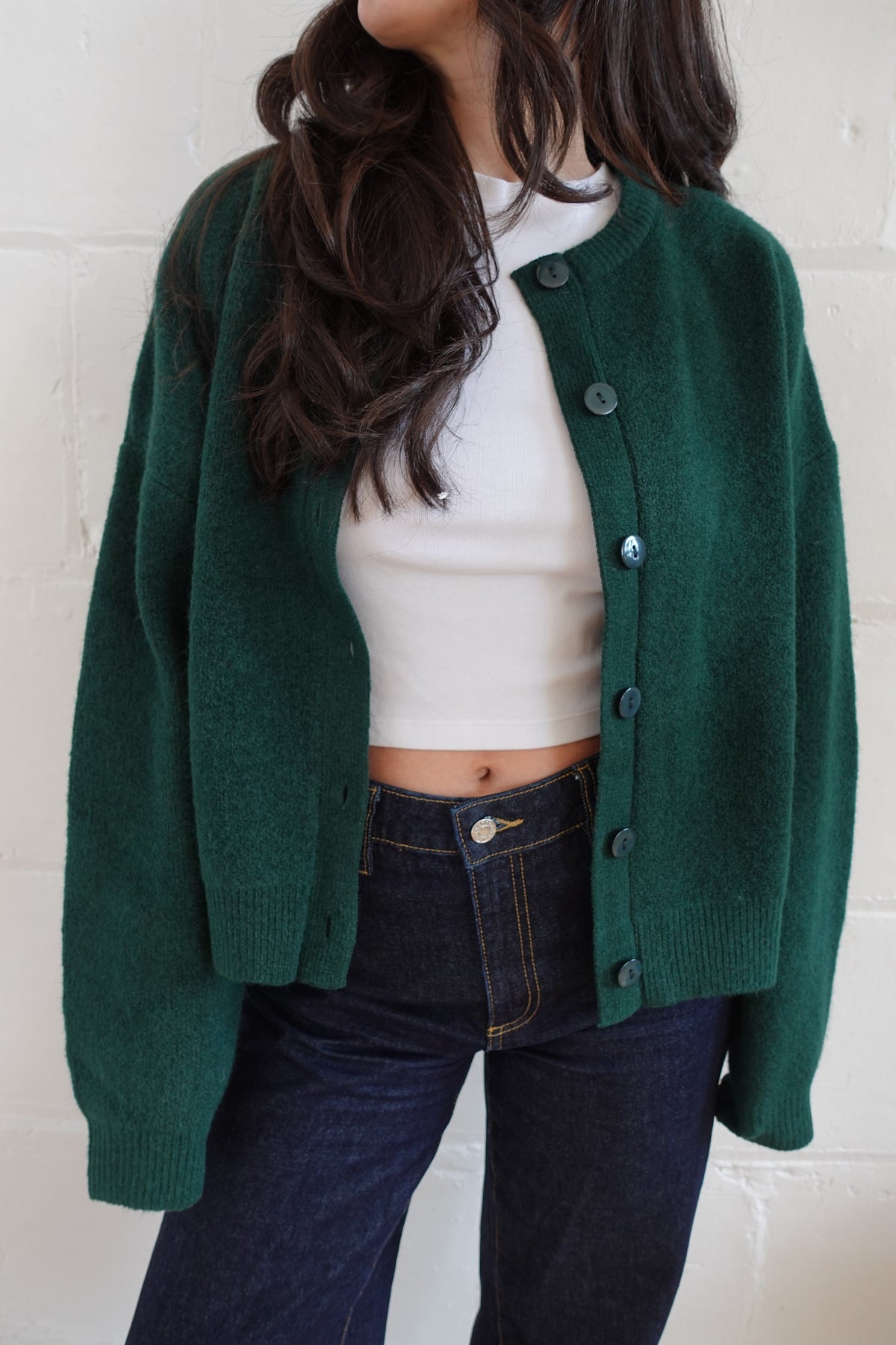 payton cardigan forest green