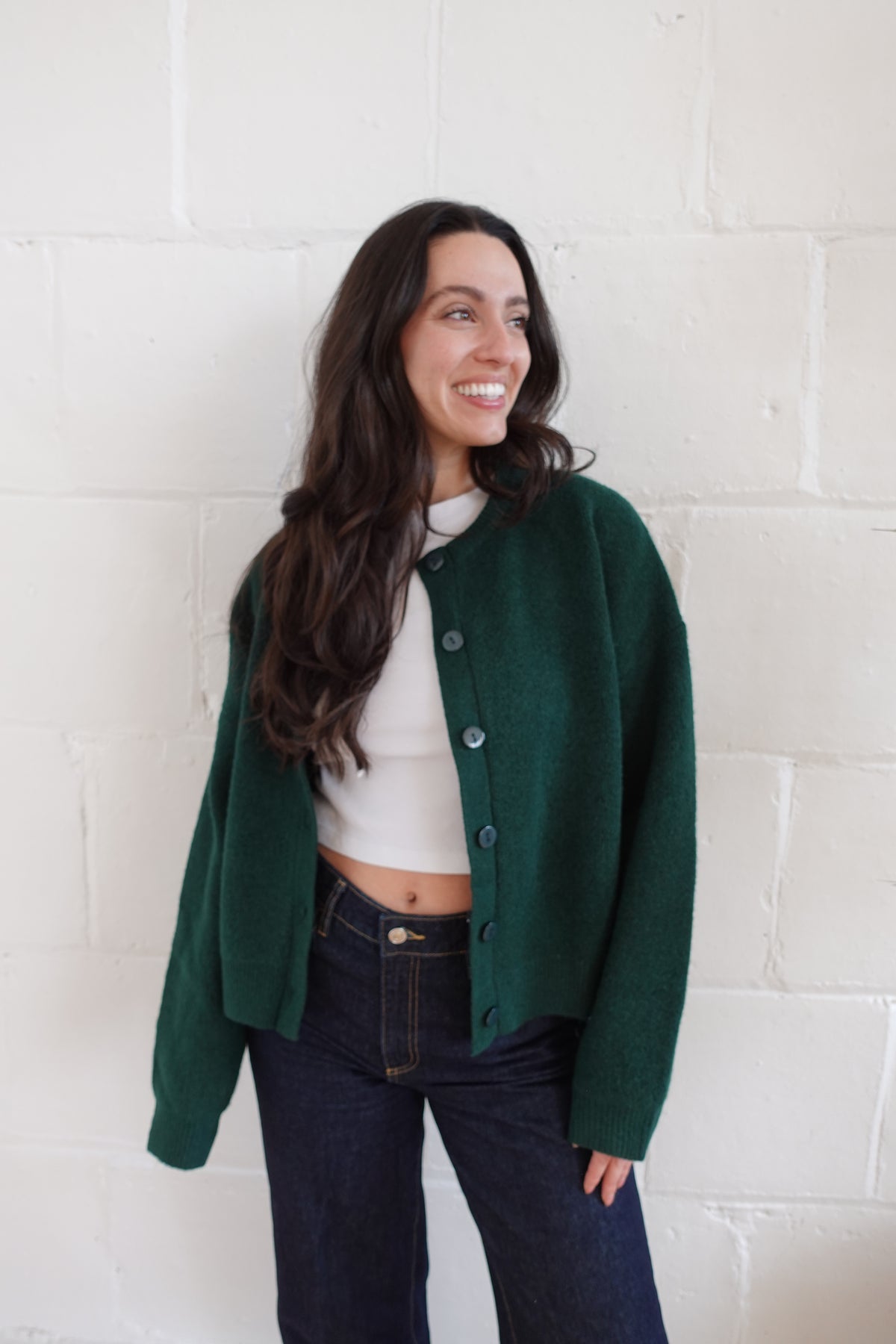 payton cardigan forest green