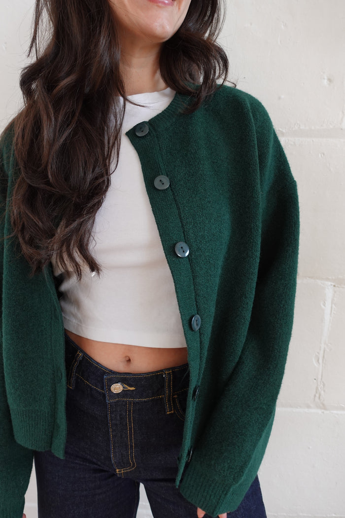 payton cardigan forest green