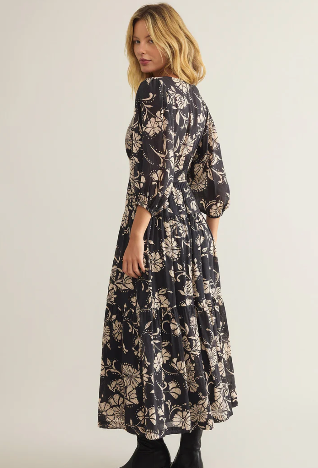 adelina ari floral midi dress