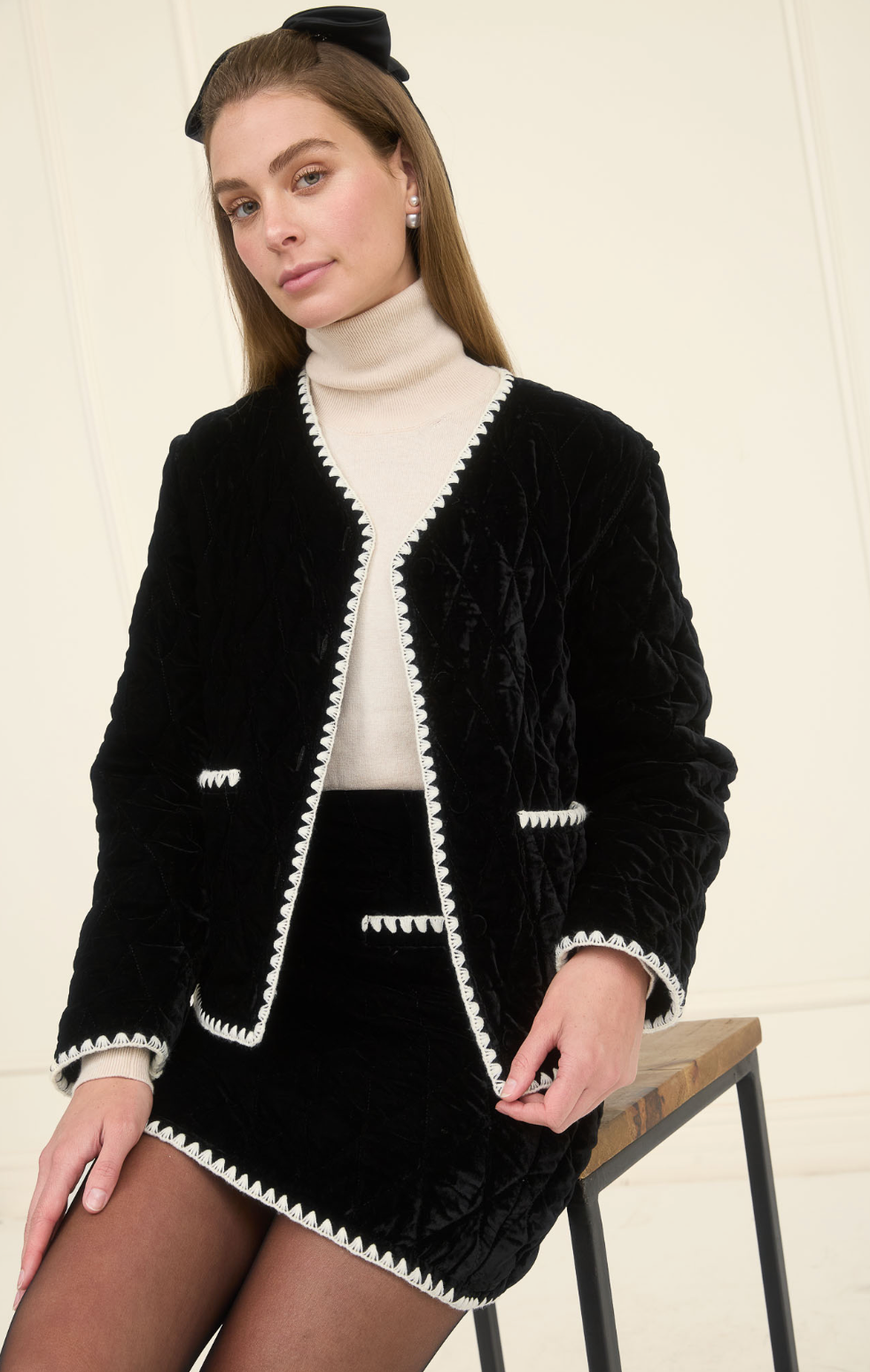 velvet quilted contrast set