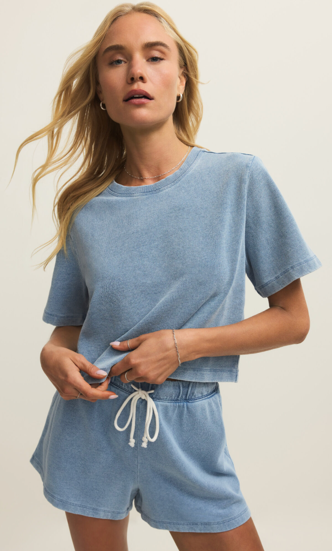 becca knit denim sweatshirt