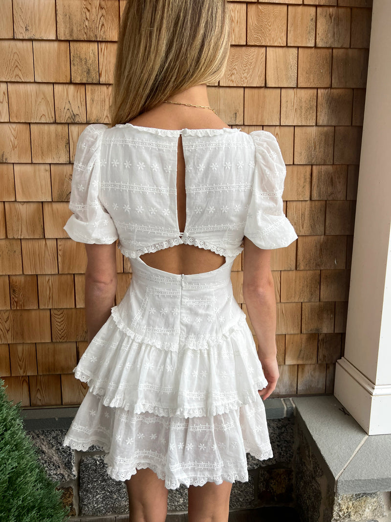 embroidered bubble sleeve dress